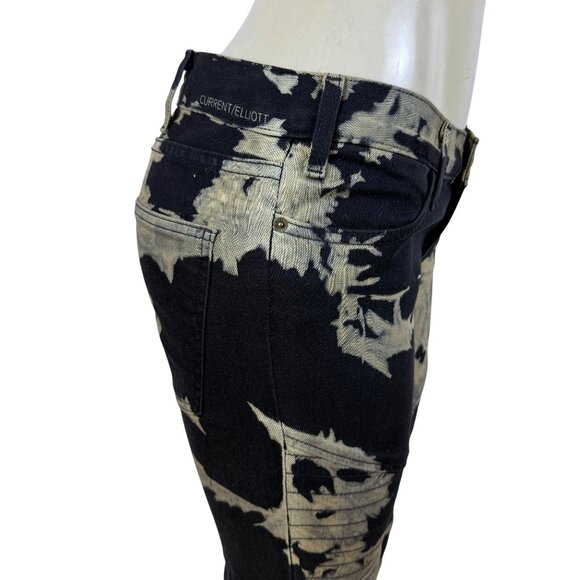 Current/Elliott Womens Black/Brown Cotton Elastane Tie-Dye Skinny Jeans Size 28 - Picture 7 of 11